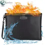 Fireproof Document Bag with Lock Waterproof Storage Organizer Pouch fr File Cash