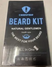 NEW! CEENWES - BEARD KIT - All in One Shave Set - Wash Brush Balm Serum Scissors