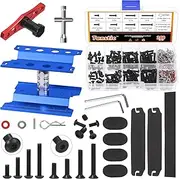 Tanstic 245Pcs Aluminum Alloy RC Car Repair Work Stand with RC Screws Kit, 360 Degree Rotation Lift/Lower RC Car Work Stand Repair Workstation for 1/8 1/10 1/12 Scale RC Cars Trucks