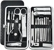 19 Pcs Manicure Set Nail Clippers Pedicure Kit Stainless Steel Manicure Kit Nail Clippers Professional Grooming Kit Nail Tools,Black