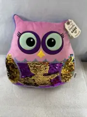 Ganz Owl Sequin Decor Pillow H14324 New with Tags Pink Purple