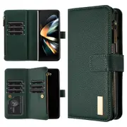 For Samsung Galaxy Z Fold4 5G Litchi Texture Zip Wallet