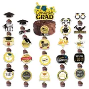 25PCS Graduation Cake Cupcake Toppers - School College University Congrats Grad Party Decorations