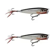 2x Rapala 9.5cm Skitter Pop Elite Topwater Fishing Lures - Gilded Live Roach