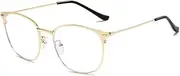 Retro Semi-rimless Round Blue Light Blocking Glasses Horn Rimmed Nerd Clear Lens Computer Gaming Eyeglasses