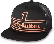 Harley-Davidson Unisex Trucker Cap #1 Racing Baseball Cap Biker Cap with Press Stud Closure Motorcycle Baseball Cap Black