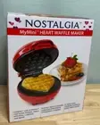 Nostalgia Red 5" Mini Non Stick Heart Shaped Waffle Chaffle Maker NEW