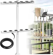 Fumingpal Trailer Tool Rack Shovel Holder - Rake Holder for Trailer Landscape Hand Tool Rack Trailer Rake Rack with 6 Tool Holes with Rubber Grommets, White