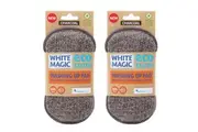 2x White Magic Washing Up Pad Reusable Double Sided Scrubbing Pad - Charcoal