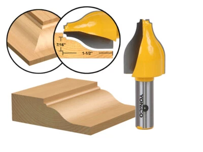 Ogee & Bead Vertical Raised Panel Router Bit - 1/2" Shank - Yonico 12148