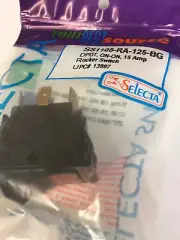 SS1105-RA-125BG DPDT ON-ON 15 AMP LIGHTED ROCKER SWITCH SELECTA NOS