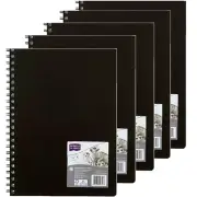 NEW 5x Derwent Academy Visual Art Diary Portrait 120 Pages A4 Black Hard Cover