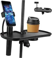 Generic Mic Stand Shelf Holder with Clamp Tray for Water Cups Accessories Sturdy Material Easy Installation for Musicians Podcasters Public Speakers