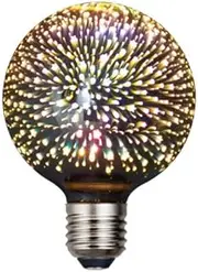 KLED LED Vintage Edison Bulb, G95 3W, Fireworks Filament Bulb 3D Colorful Lamp Bulb , 300 Lumen, 2700K (Warm White), Decorative Light Bulb, Medium Base E27, 82-265v (G95)
