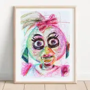 Glamrock Chica Ballpoint Pen Print, FNAF Security Breach Poster