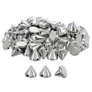 100Pcs Acrylic Spike Cone Studs, 8x10mm Flat Back Sew on Punk Beads (Silver)