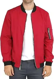 [WULFUL] Mens Casual Lightweight Jacket Softshell Flight Bomber Jacket Varsity Windbreaker