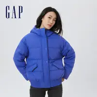 在飛比找蝦皮商城優惠-Gap 女裝 Logo防風連帽羽絨外套 大絨朵羽絨系列-寶藍