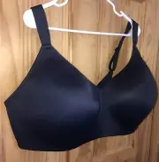 NWT Auden Plus Size 48DD Lightly Lined Full Coverage Wirefree Bra Black Smooth