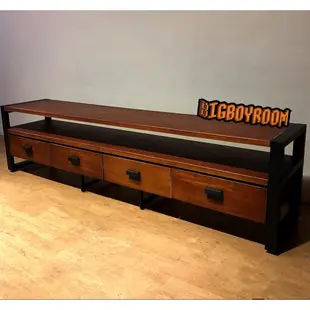 【BIgBoyRoom】工業風家具 實木鐵製設計款電視櫃收納櫃矮櫃LOFT美式復古 陳列桌客製化 客廳沙發茶几櫃