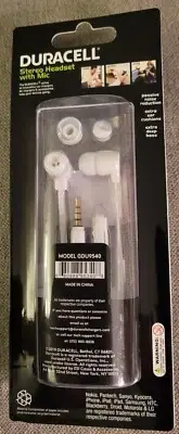 DURACELL Stereo Headset with Mic-White GDU9540 NEW