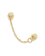 Zoe Chicco 14K Yellow Gold Prong Diamonds Diamond Double Stud Bead Chain Single Earring