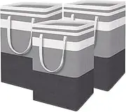 STORAZE 3-Pack Large Laundry Basket,75L Each Waterproof And Freestanding Laundry Hamper, Collapsible Tall Clothes Hamper with Extended Handles for Clothes and Family-Gradient Grey