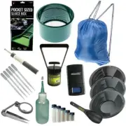 22pc Gold Panning Kit Set Black Gold Pans Mini Pocket Sluice Box & More