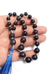 Natural Blue Sapphire Smooth Round Beads 6x11mm Gemstone Hand mala