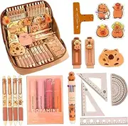 1 Set Capybara Pencil Case, 9x6x2.4 Zippered Wide Opening Mouth Pencil Pouch with All Things Cute Kawaii Dirt Resistant Canvas Capybara School Supplies Kawaii Pencil Pouch Kawaii Pencil Case