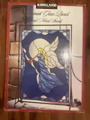 Kirkland Stained Glass Panel And Metal Stand Decoration 14x20