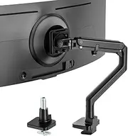 monTEK Heavy-Duty Monitor Arm for 17-57" Ultrawide Curved Screen, Supports up to 59.4 lbs, Adjustable Gas Spring Arm, 75/100 VESA Mount, Clamp & Grommet Desk Monitor Mount Single, Black