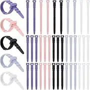 100 Pack Reusable Cable Zip Ties Silicone Cord Organizer Straps Cable Management Ties Releasable Gear Ties Multi Color Cord Keeper Organizer Elastic Straps Management Holder, 7.1 Inches, 4.5 Inches