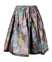 Elastic waist skirt S,XS Black/Multicolor