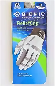 Bionic Leather Golf Glove (Small, Right-Handed) with Relief Grip, White/Gray