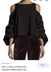 Alice And Olivia Cornelius Top Size 10 Black New With Tags