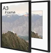 A3 Picture Frame Set of 2-29.7x42 cm, A3 Black Frame with Plexiglass, A3 Frames for Wall Mount, Picture Frames for Family Display Pictures Wall Gallery Photo Frames