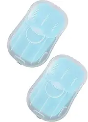 YSSZAM 100Pcs Blue Portable Soap Sheets, Mini Portable Travel Soap Paper Sheets Disposable Water Soluble Hand Washing Bath Scented Paper SoaCamping Hiking and Shampoo for Outdoor