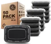 50-Pack Meal Prep Containers – 1-Compartment, BPA-Free, Microwave Safe (16 Oz)