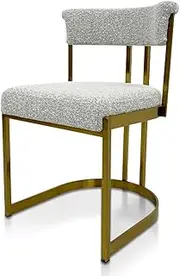 Adela Silver Grey Boucle Dining Chair - Golden Base