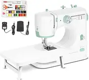 [ADVWIN] Mini Sewing Machine, Portable Electric Sewing Machine for Beginners w/12 Stitch Patterns, Reverse Sewing, Extension Table, Double Threads 2 Speed, Foot Pedal & Sewing Kit