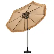 Costway 2.6M Hawaiian Beach Umbrella Tilting Outdoor Parasol Fringed Sun Shade Shelter Balcony Garden Patio