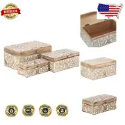 Decorative Mango Wood Box Set with Hinged Lids - Ideal for Elegant Storage