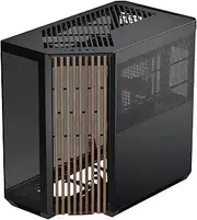 APNX V1 Dual-Chamber ATX Mid-Tower Airflow PC Case, Panoramic Glass Panels, 10 Fan Slots, 360mm Radiator Support, Angular Intake 16cmx2 Fan Bracket, GPU Mount, Cable Management, Type-C, Black/Wood