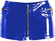 [FASHION QUEEN] 12 Colors Punk Ladies Short Pants Sexy Zip Open Crotch PVC Shorts