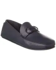 Ferragamo Gancini Leather Driver Men's Blue 5 Eee