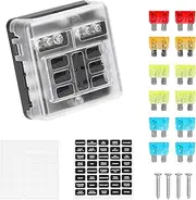 and Anodes Fuse Block Box Transparent Cover Fuses Holder with Indicator Light for Car Marine Boat Remoulded Use 6-Way 12-Way Optional Multicolor 6 Ways