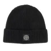 [STONE ISLAND] STONE ISLAND Wool beanie hat with logo patch Man One Size One Size Black
