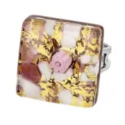 GlassOfVenice Murano Glass Venetian Reflections Square Adjustable Ring - Purple