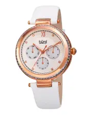 Burgi Women's Diamond Marker Leather Watch